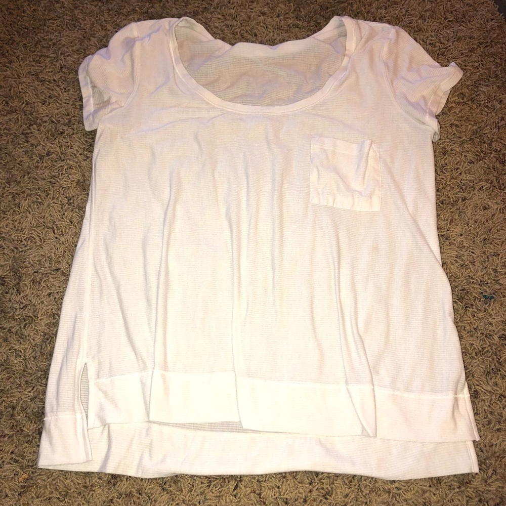 Lululemon white faint stripe tee
